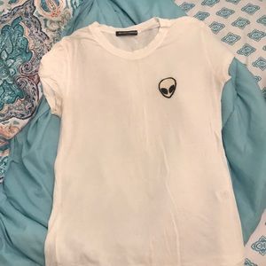 Brandy Melville White Alien Tee
